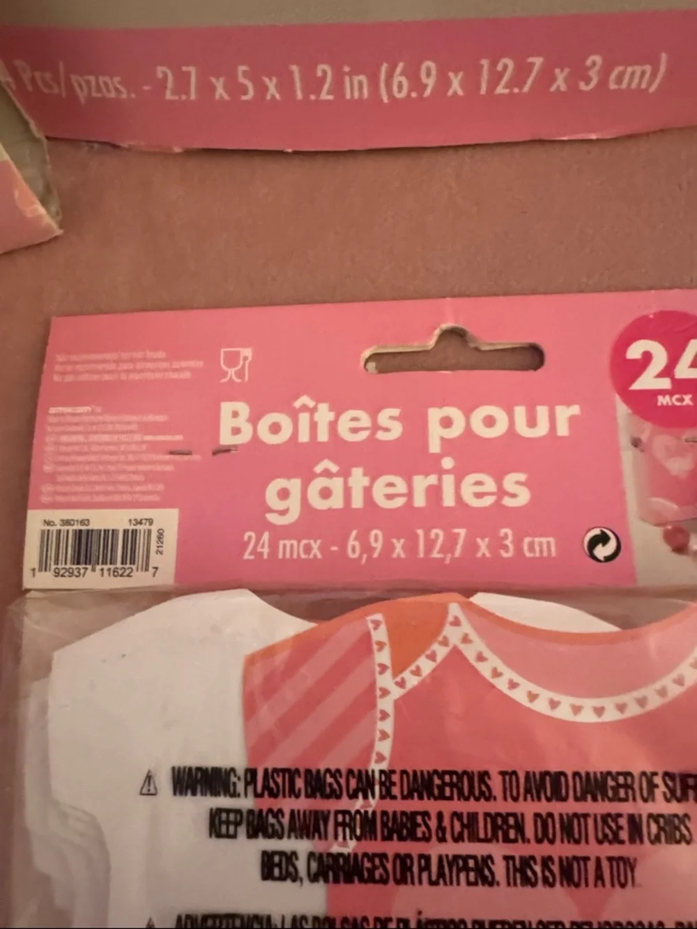 Pink Baby Girl Treat Boxes - Party Favor Packs. Total of 3 packs. NWT